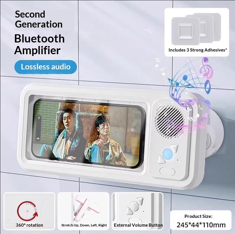 Waterproof Bathroom Phone Holder with Bluetooth Speaker