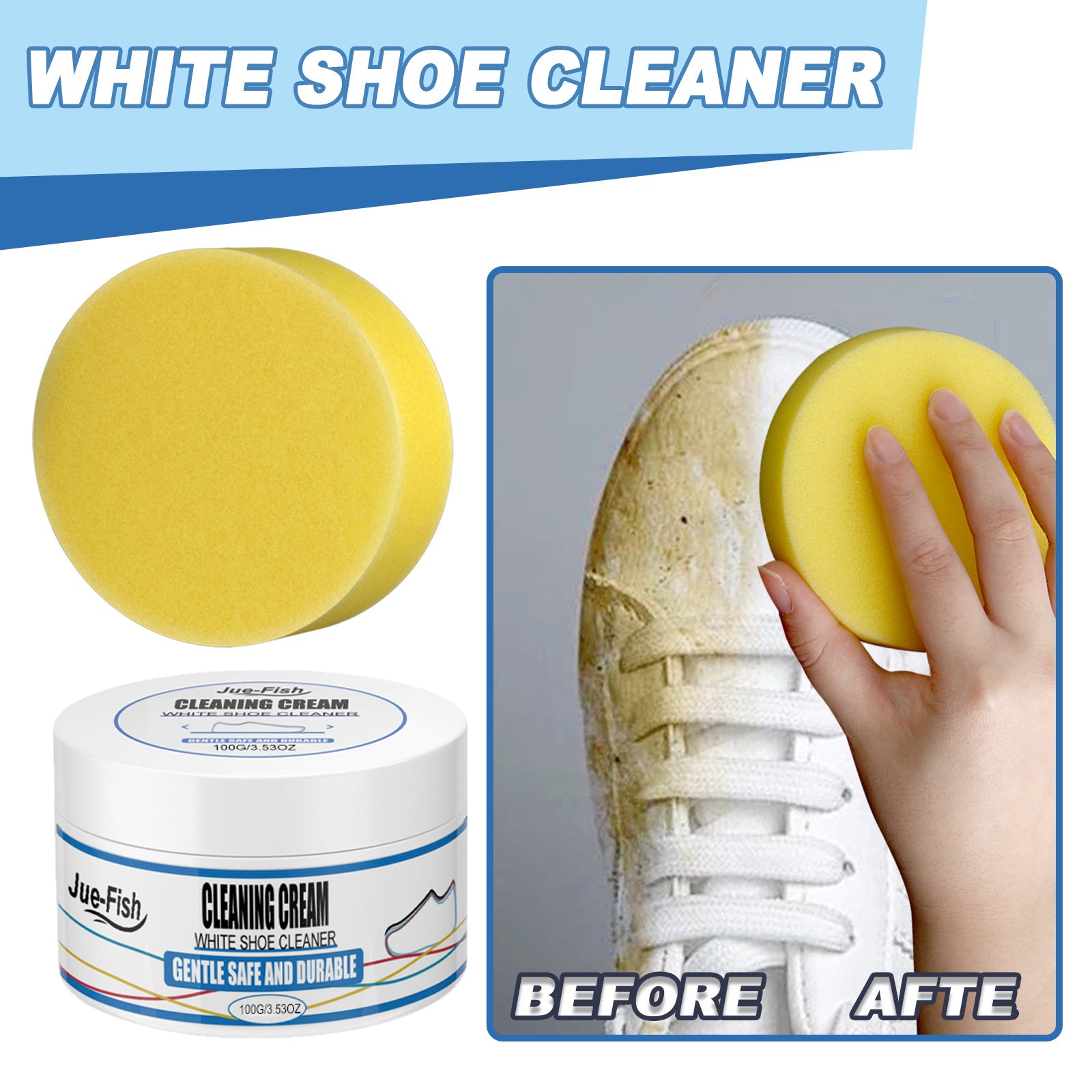White Shoe Cleaning Cream – One-Wipe Stain Remover