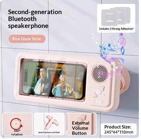 Waterproof Bathroom Phone Holder with Bluetooth Speaker
