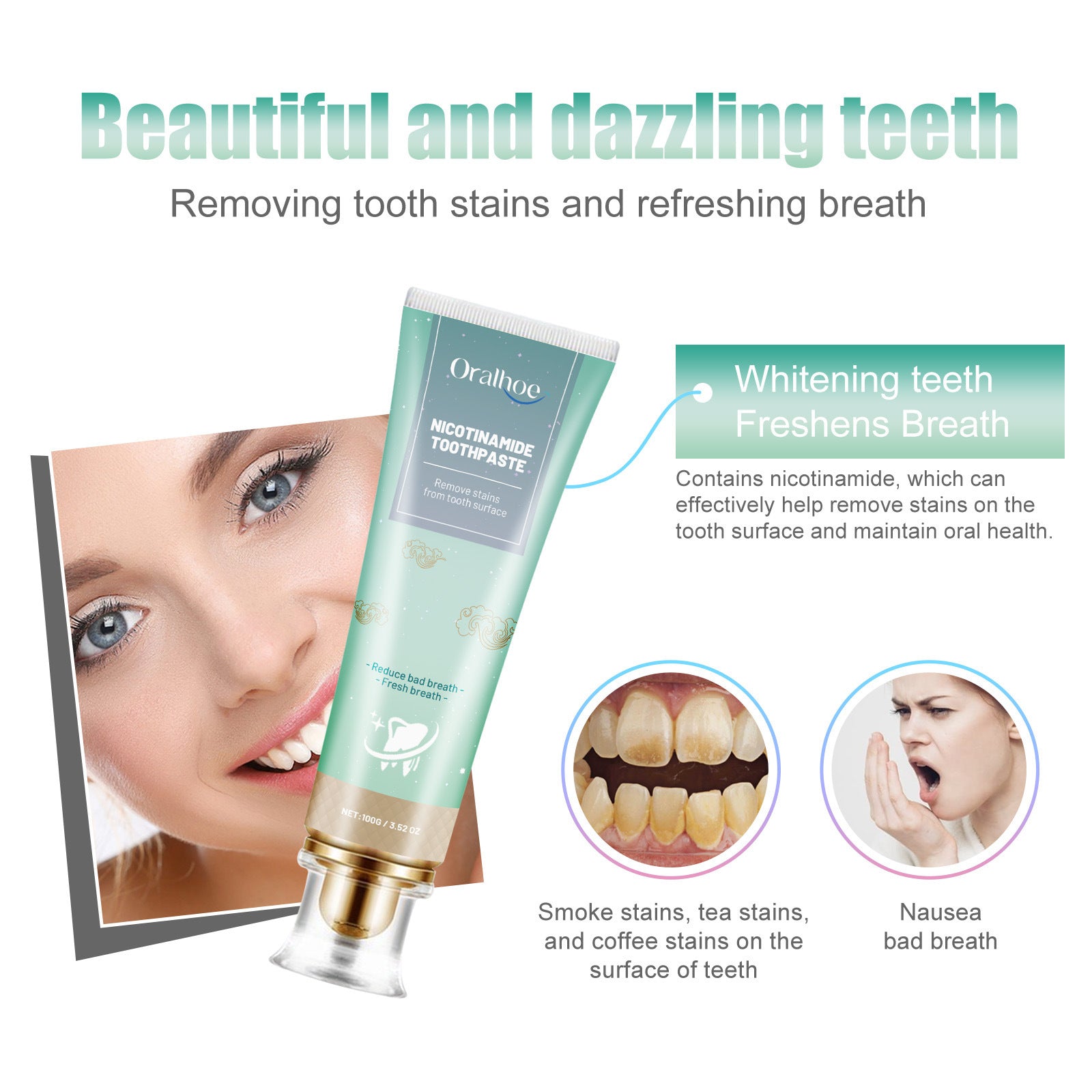 Nicotinamide Toothpaste Whitening Cleaning Care