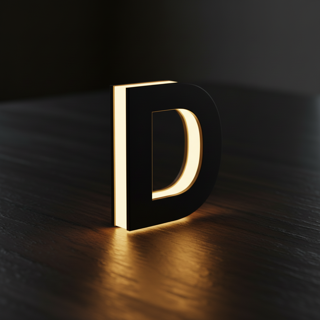 LED Letter D - Full Side Glow