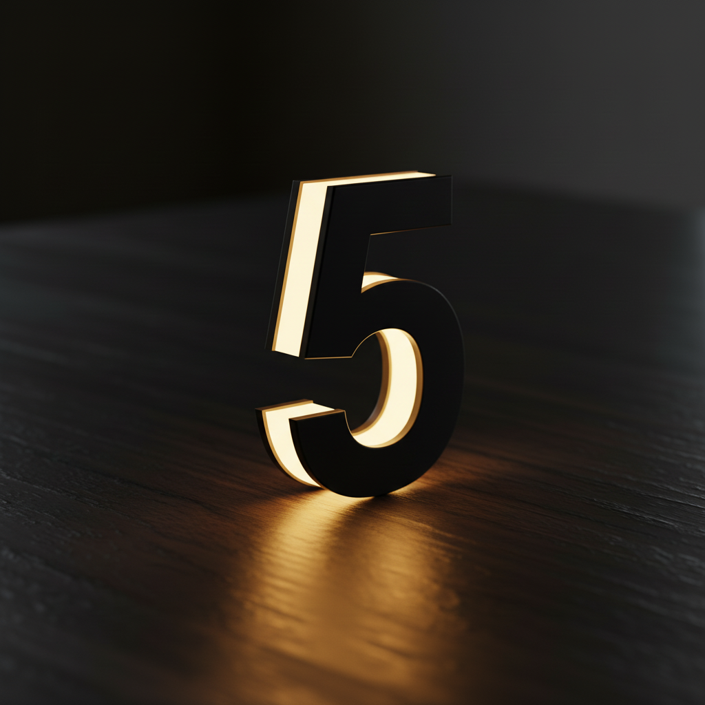 LED Number 5 - Full Side Glow