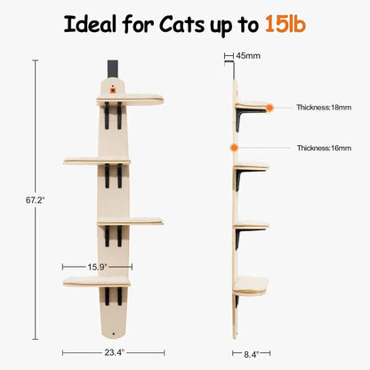 OSTEUS™ Solid Wood Eco-Friendly Hanging Door Cat Climbing Frame 4-Level Multi-Grid Jumping Platform