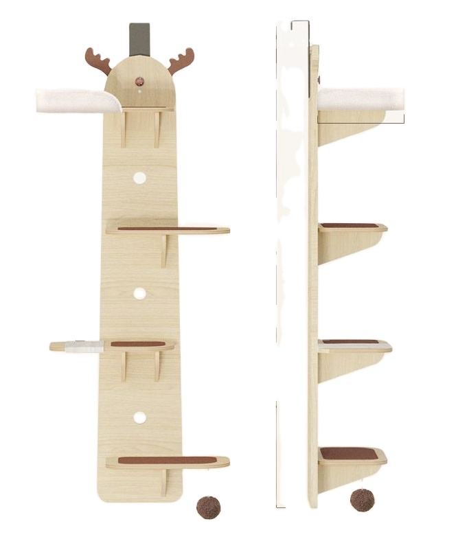 OSTEUS™ Solid Wood Eco-Friendly Hanging Door Cat Climbing Frame 4-Level Multi-Grid Jumping Platform