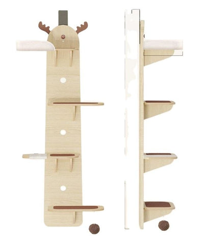 OSTEUS™ Solid Wood Eco-Friendly Hanging Door Cat Climbing Frame 4-Level Multi-Grid Jumping Platform