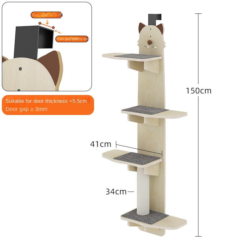 OSTEUS™ Solid Wood Eco-Friendly Hanging Door Cat Climbing Frame 4-Level Multi-Grid Jumping Platform