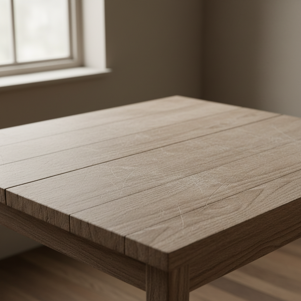 Worn Unpolished Wooden Table